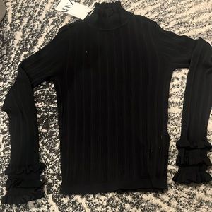 Zara ruffled mock neck sweater